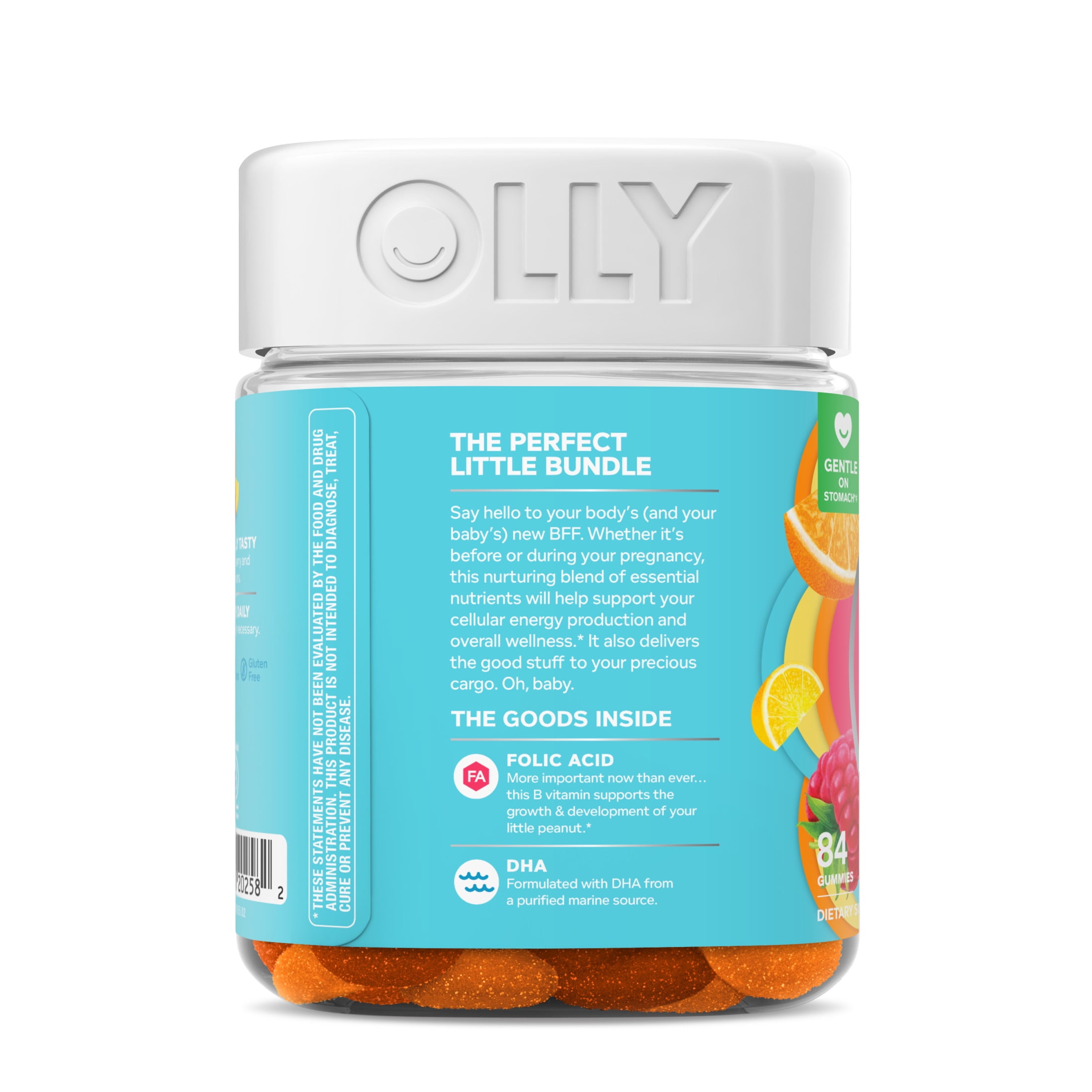 OLLY Prenatal Multivitamin Gummy Women Folic Acid Vitamin D Omega 3 DHA 84 Ct