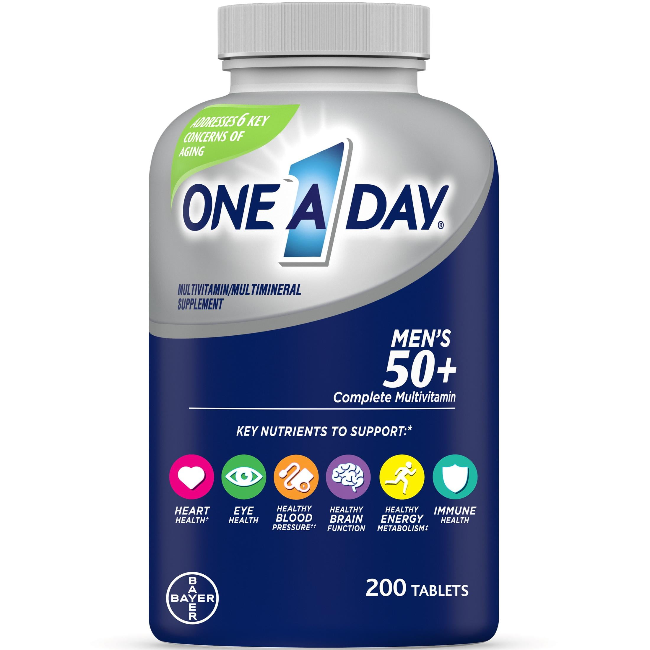 One A Day Men's 50 Plus Multivitamin Tablets 200 Count - Multivitamins for Men