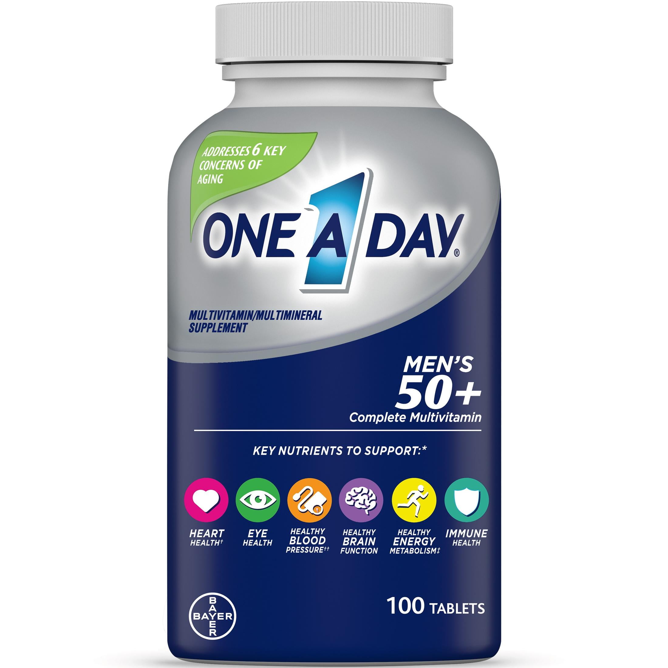 One A Day Men's 50 Plus Multivitamin Tablets Multivitamins for Men 100 Count