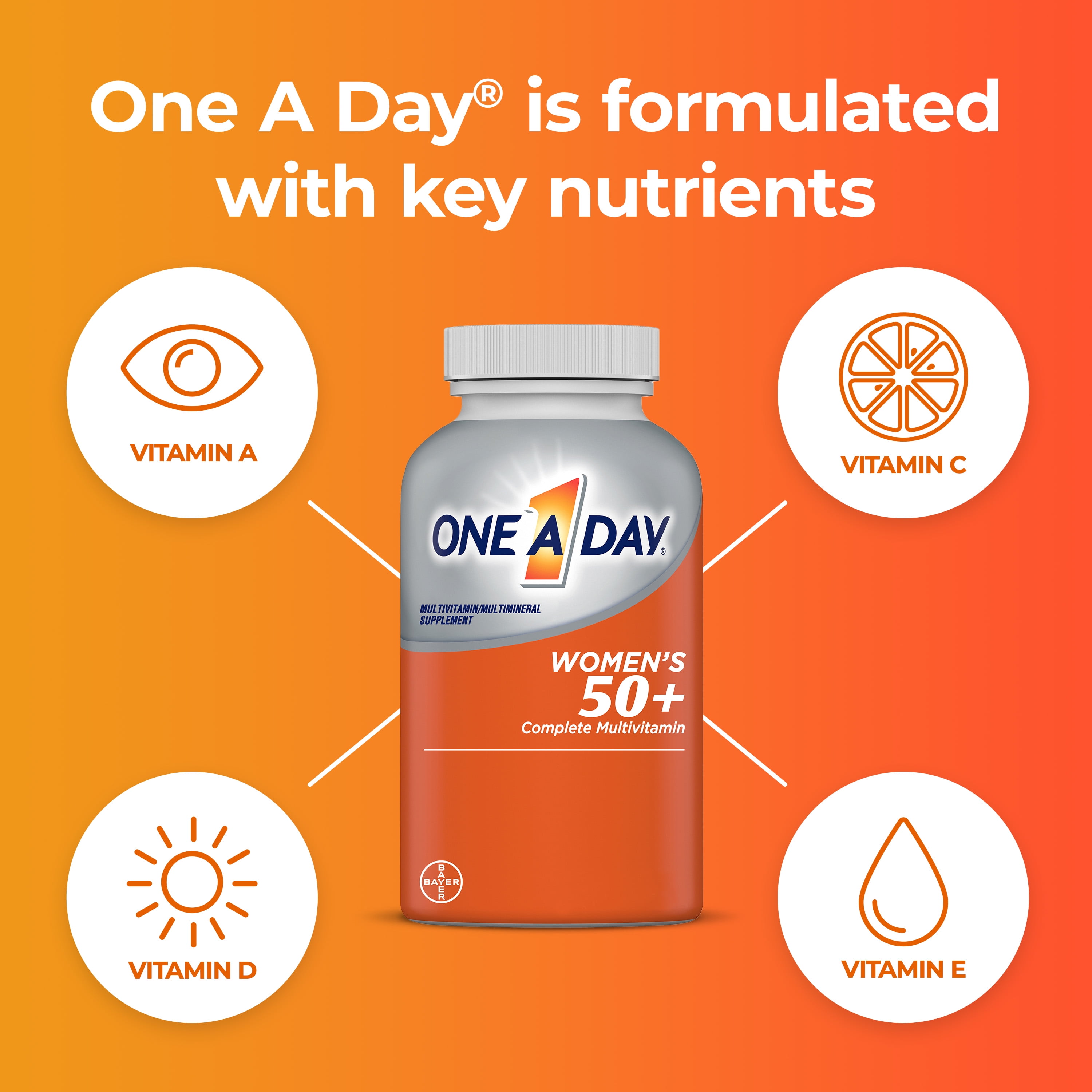 One A Day Women's 50 Plus Multivitamin Tablets Multivitamins for Women 65 Count