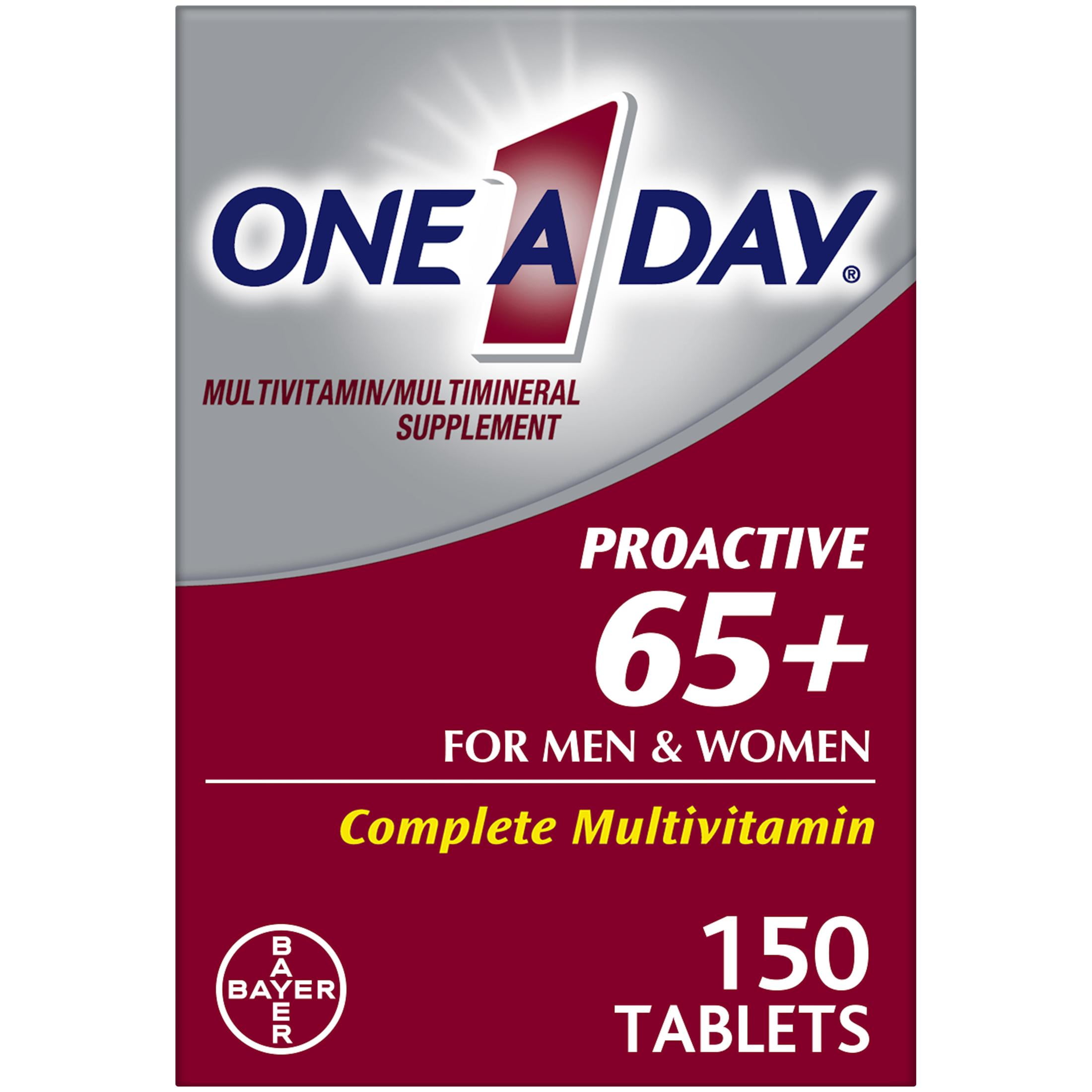 One A Day Proactive 65 Plus Multivitamin Tablets for Men and Women 150ct Pack of 2