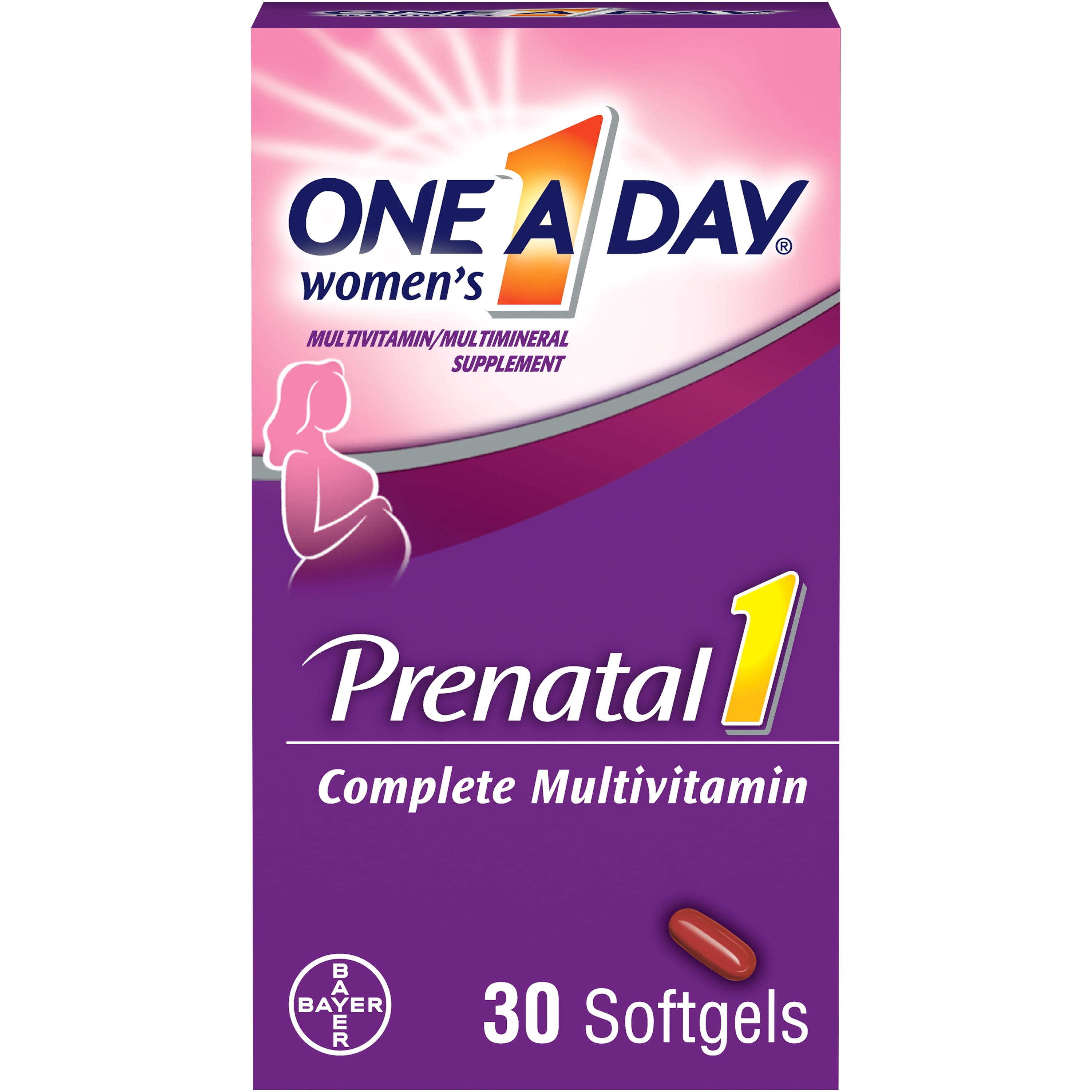 One A Day Women's Prenatal Multivitamin with Folic Acid DHA Iron 30 Ct