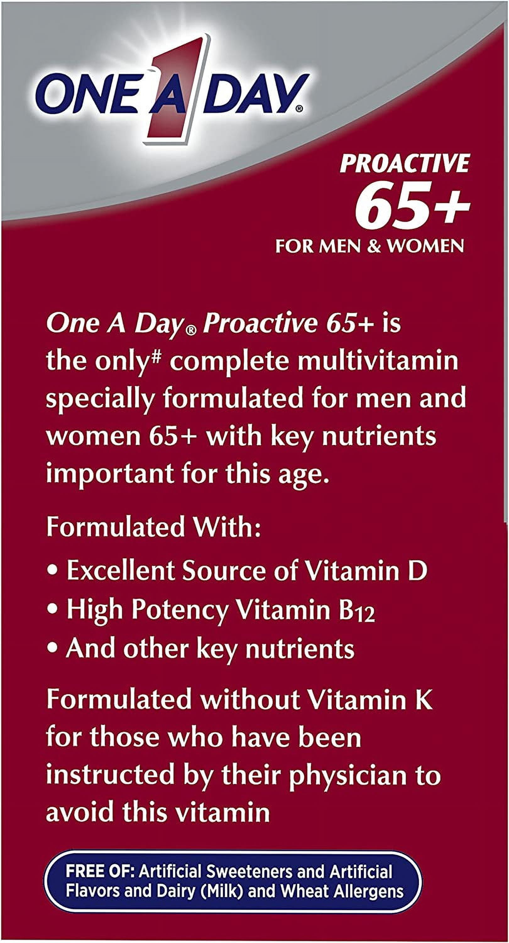 One A Day ProActive 65 Plus Men Women Multivitamin 150 Tablets Each 5 Pack