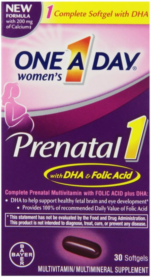 One A Day Prenatal 1 with DHA and Folic Acid Softgels 30 ea Pack of 4