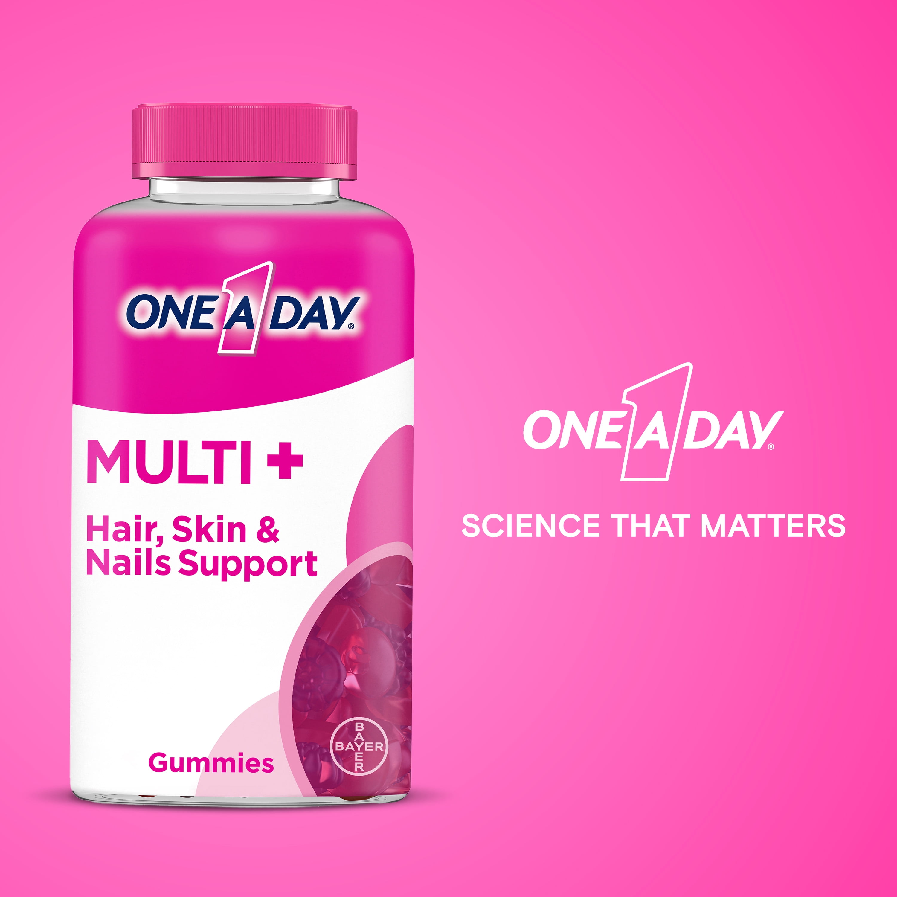 One A Day MULTI+ Hair Skin Nails Support Gummy Multivitamin 120 Count