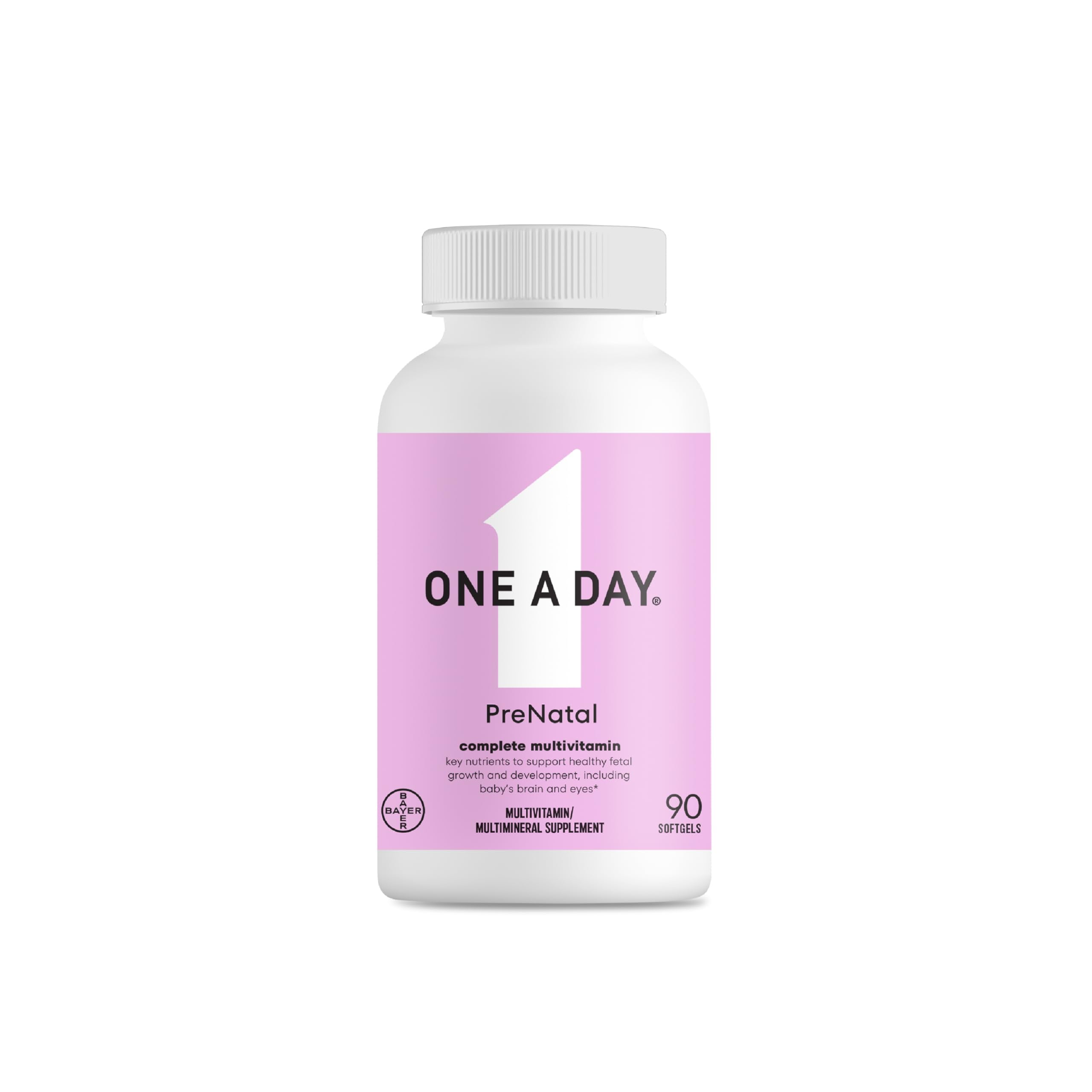 One A Day Prenatal Multivitamin for Women Before During After Pregnancy with Vitamins A C D E B6 B12 and Omega-3 DHA 90 Count