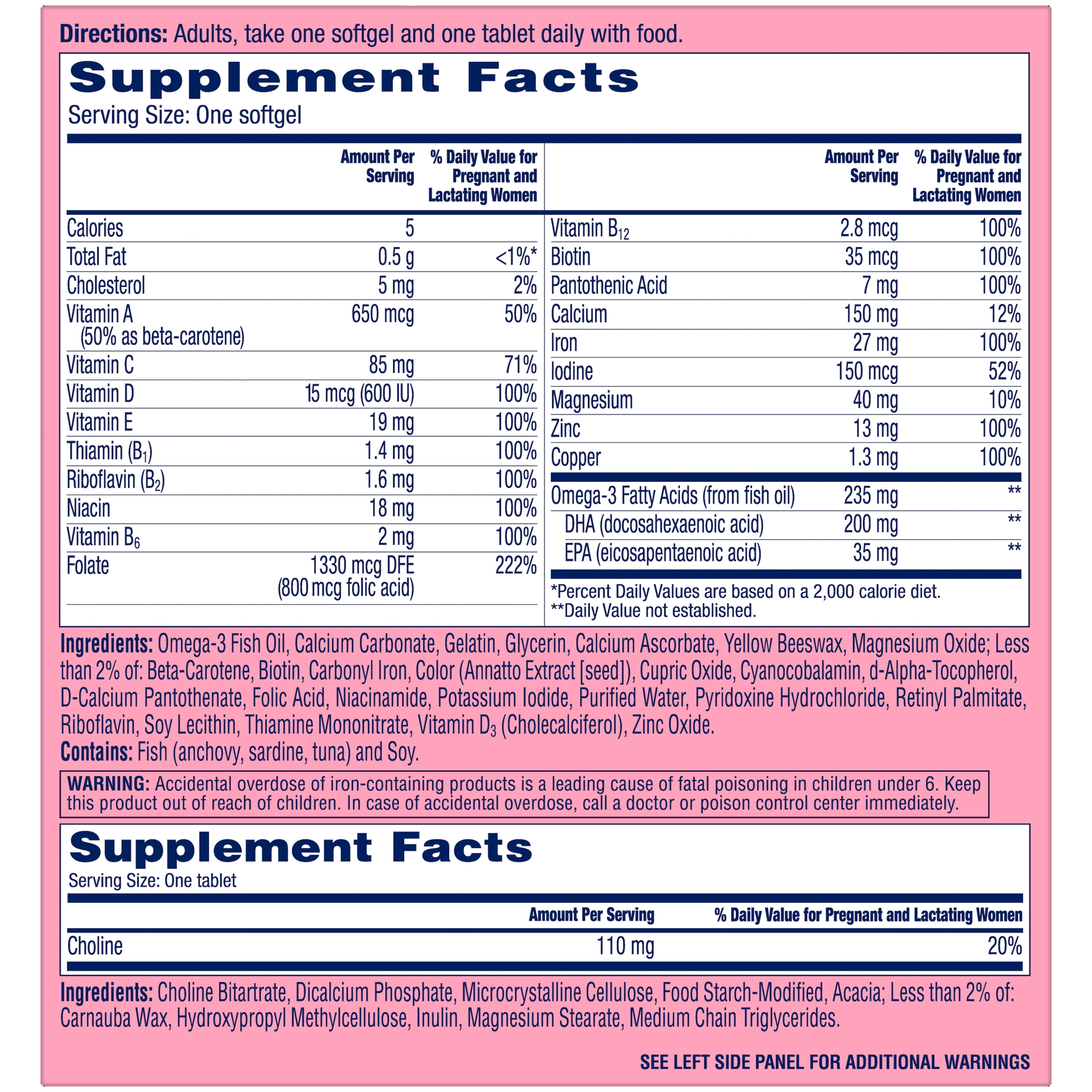 One A Day Advanced Prenatal Multivitamin with Choline 60+60 Count Pack