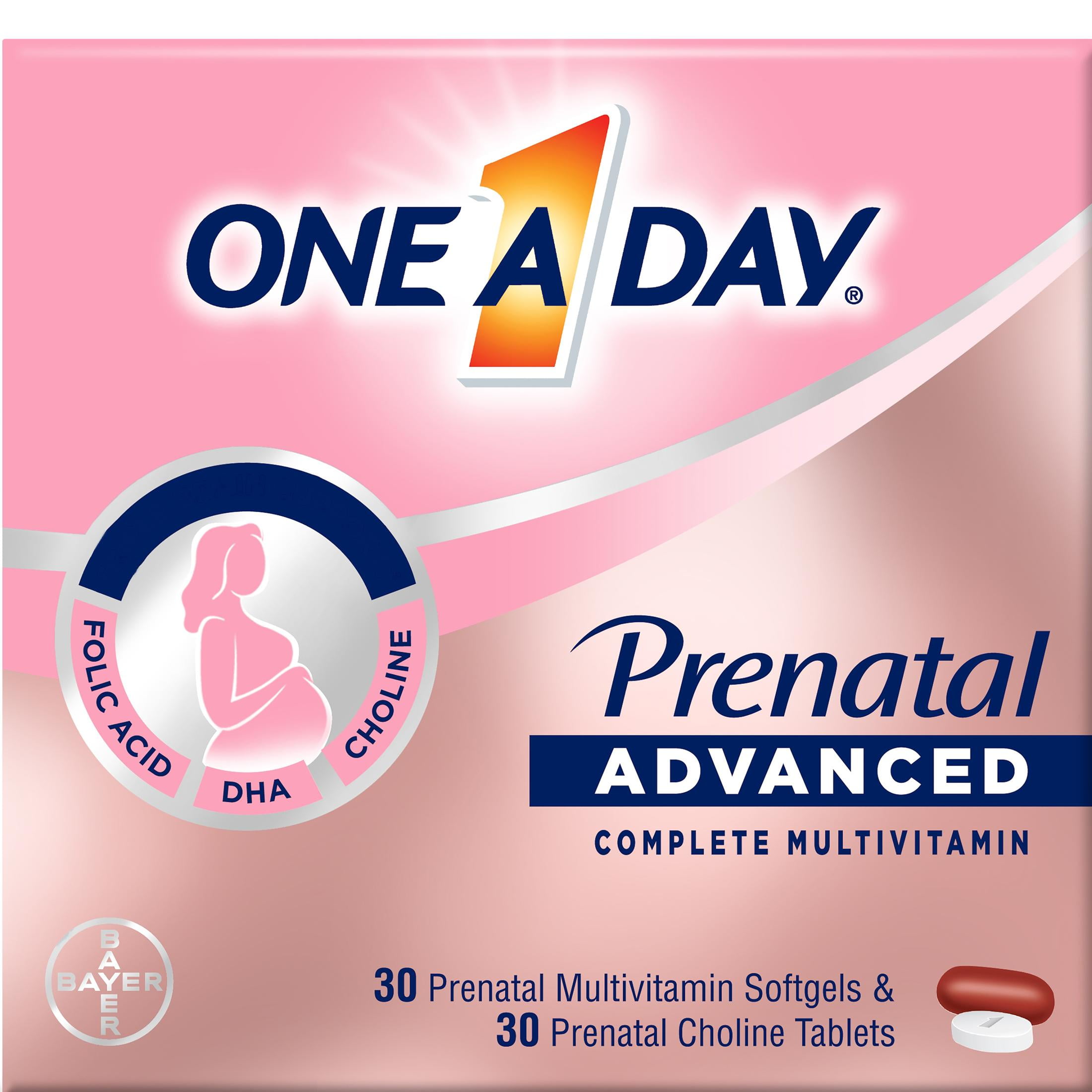 One A Day Advanced Prenatal Multivitamin with Choline 30 plus 30 Count 2 Pack