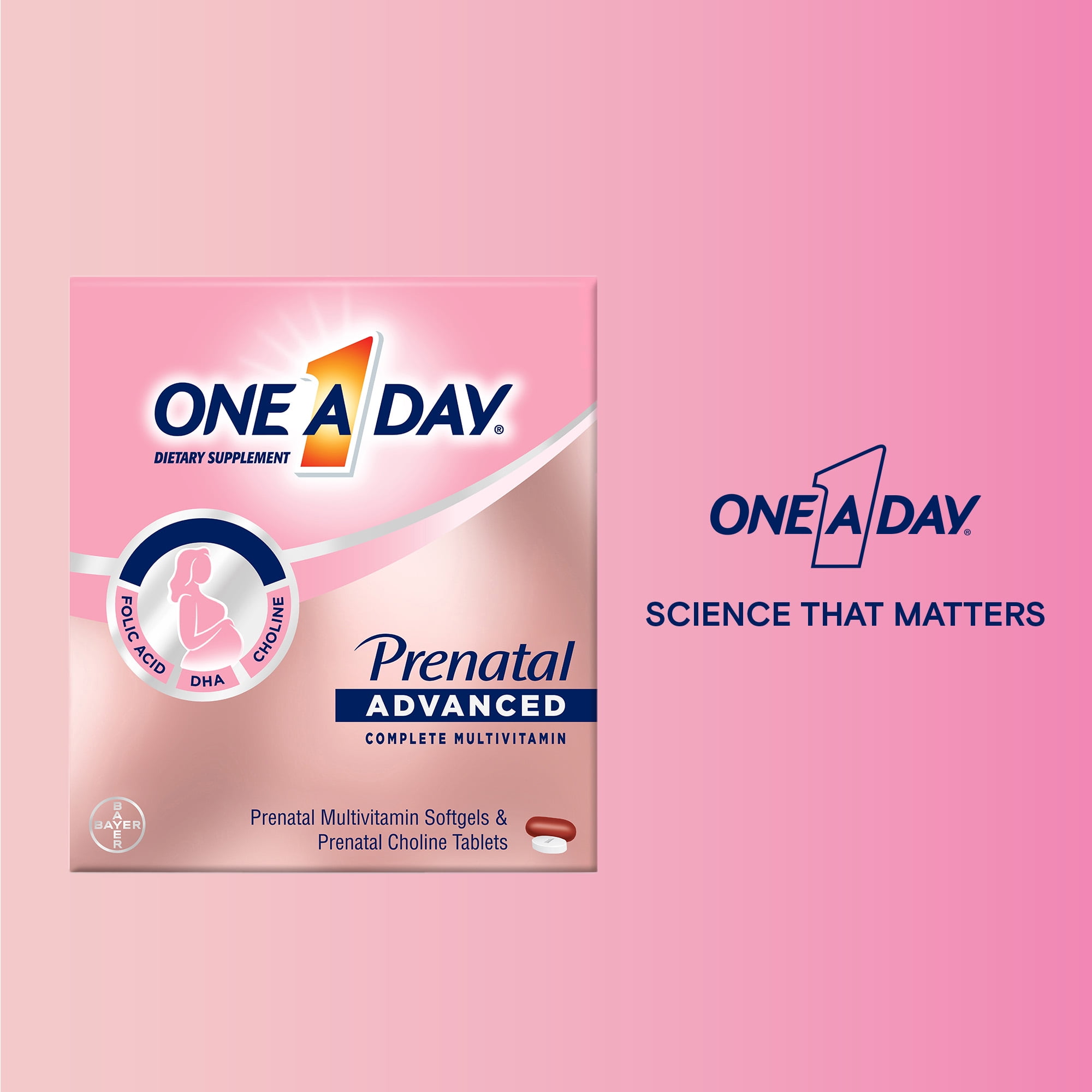 One A Day Advanced Prenatal Multivitamin with Choline 30 plus 30 Count 2 Pack