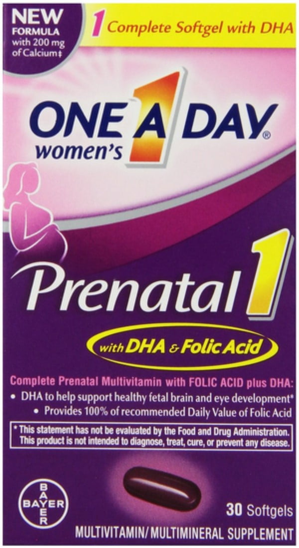 One A Day Prenatal 1 DHA Folic Acid Softgels 30 ea Pack of 2