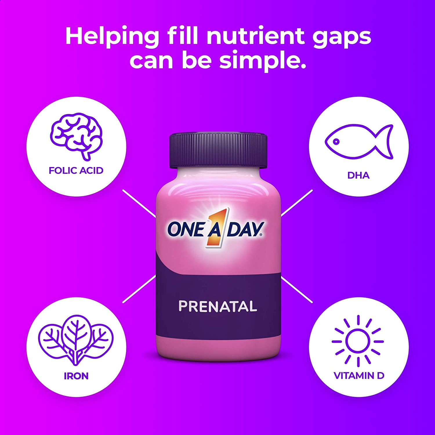 One A Day Prenatal 1 DHA Folic Acid Softgels 30 ea Pack of 2