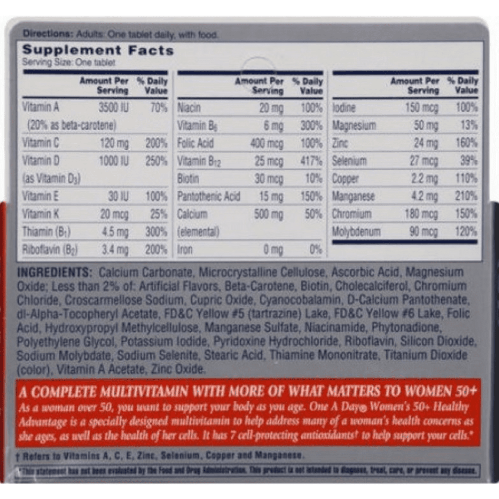 One A Day Womens 50Plus Advantage Healthy Multivitamin Tablets 65 count Pack of 2