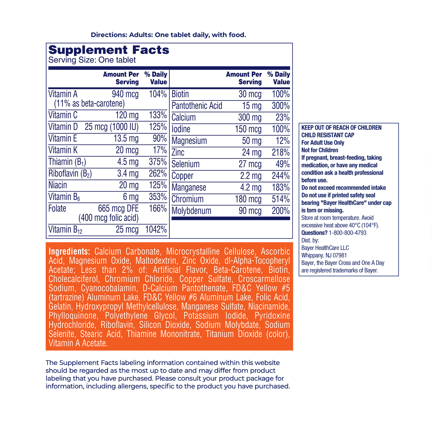 One a Day WomenS 50 Plus Healthy Advantage Multivitamin 300 Tablets