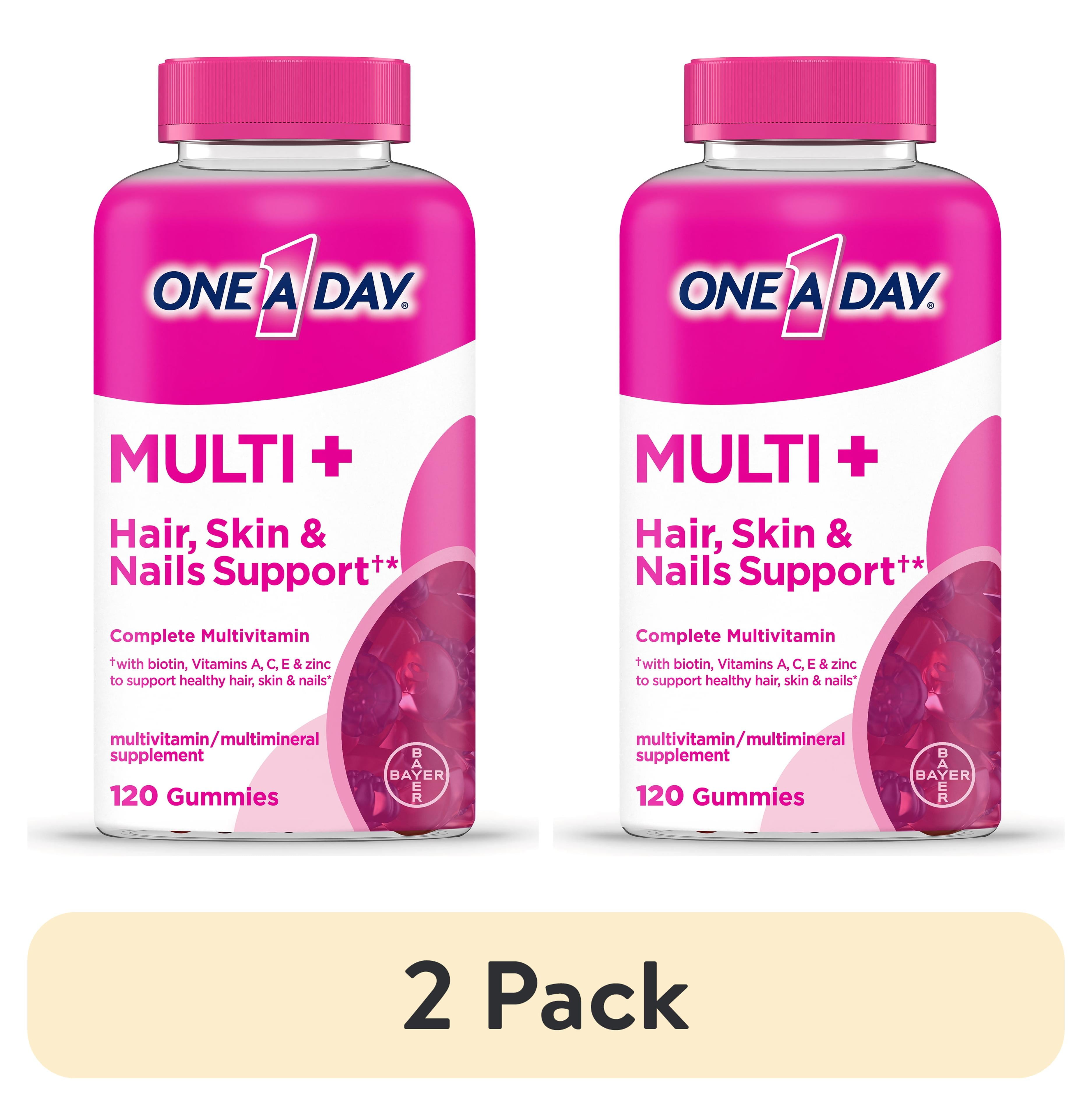 One A Day MULTI+ Hair Skin Nails Support Gummy Multivitamin 2 Pack 120 Count