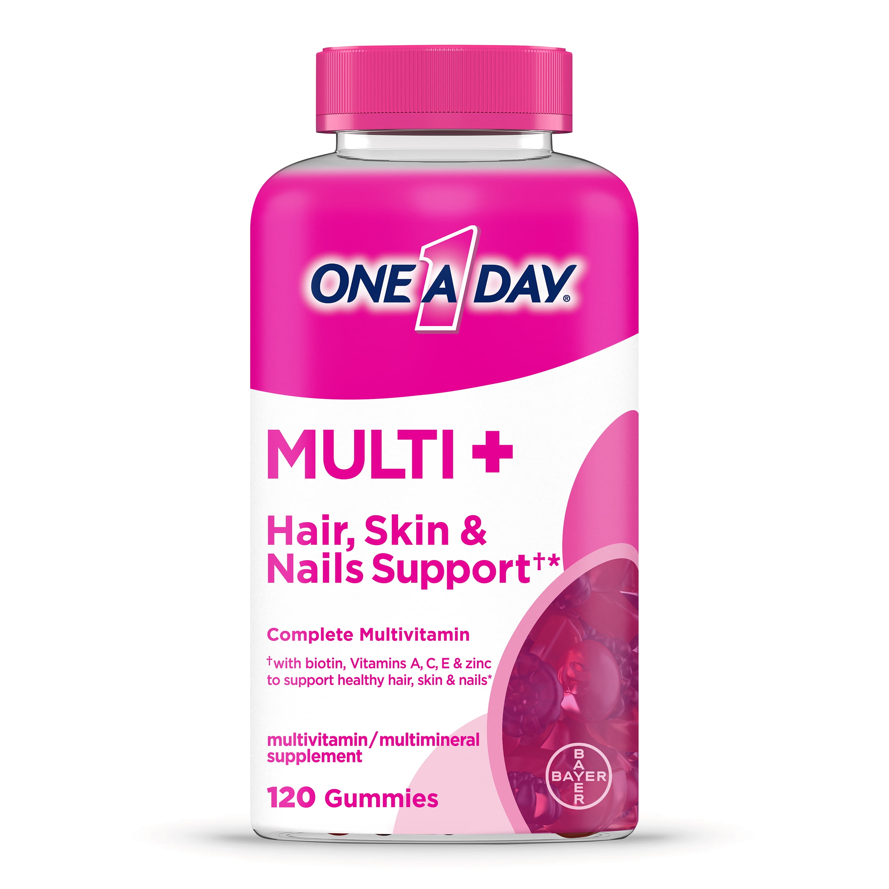 One A Day MULTI+ Hair Skin Nails Support Gummy Multivitamin 2 Pack 120 Count