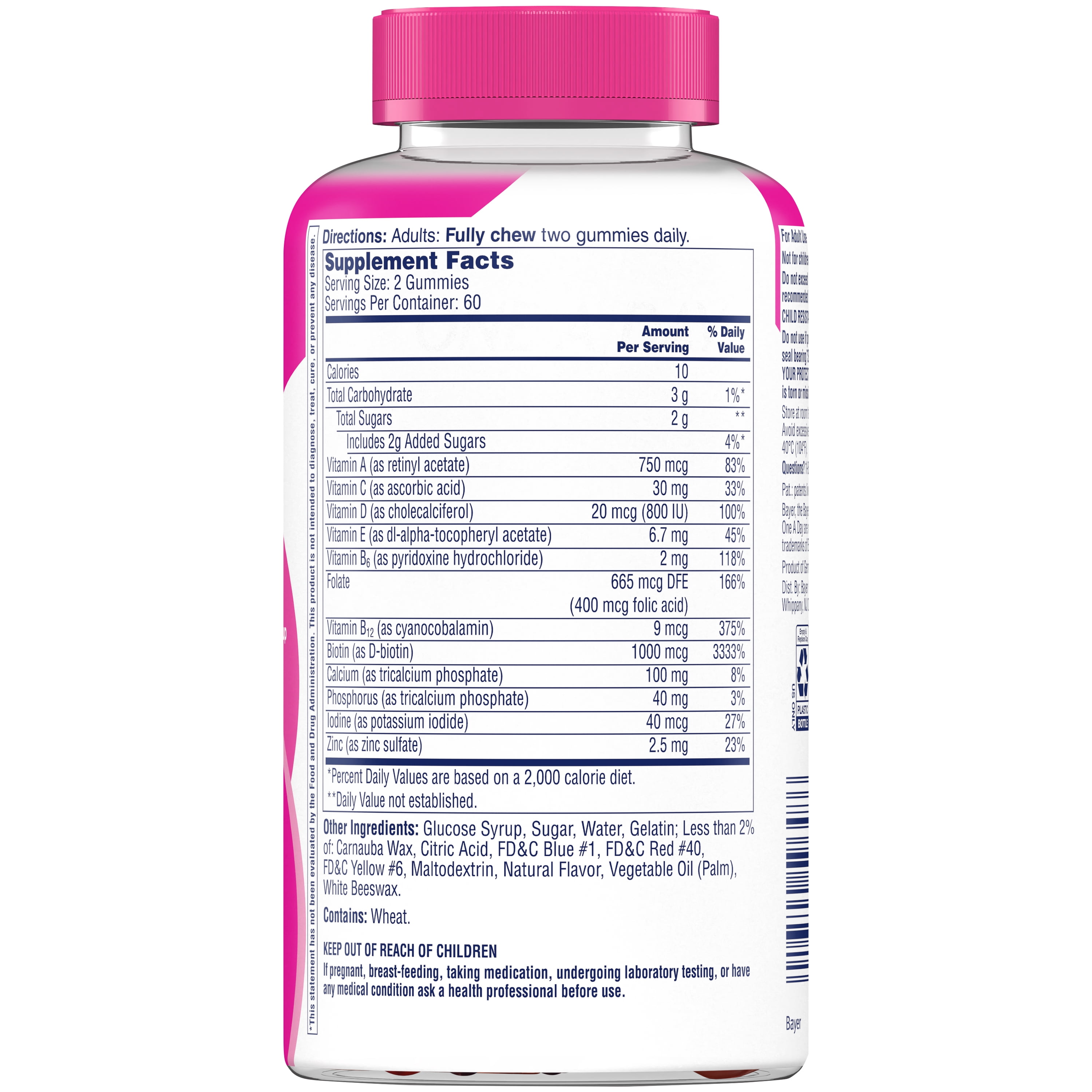 One A Day MULTI+ Hair Skin Nails Support Gummy Multivitamin 2 Pack 120 Count