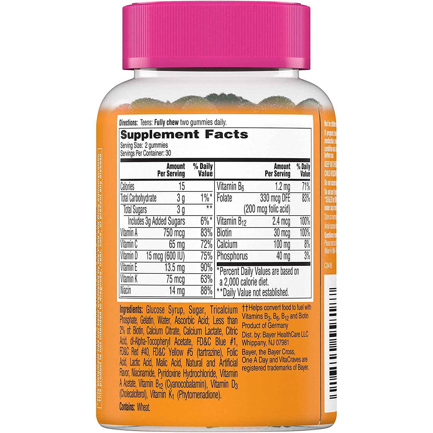 One A Day For Her VitaCraves Teen Multi 60 Gummies Pack of 2