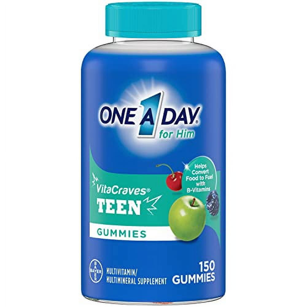 One A Day Teen for Him Multivitamin Gummies with Vitamin A C D E Zinc, Immune Health Support and Physical Energy, 150 Count