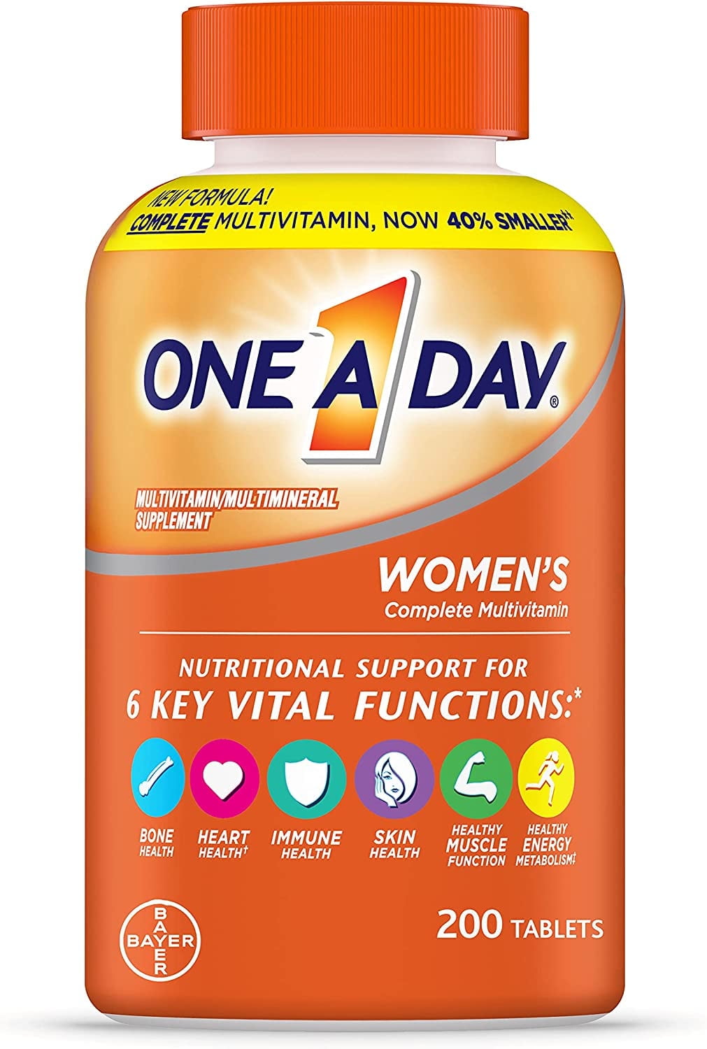 One A Day Women's Complete Multivitamin with Vitamin A B C D E Calcium Magnesium Immune Health Support 200 Count