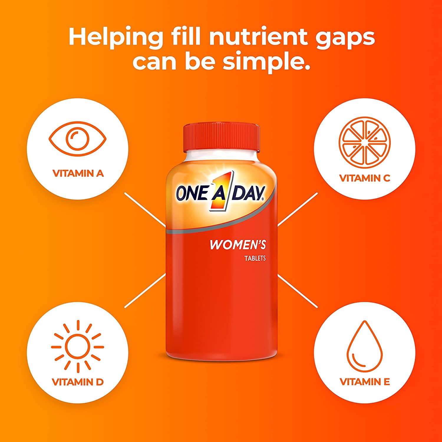 One A Day Women's Complete Multivitamin with Vitamin A B C D E Calcium Magnesium Immune Health Support 200 Count