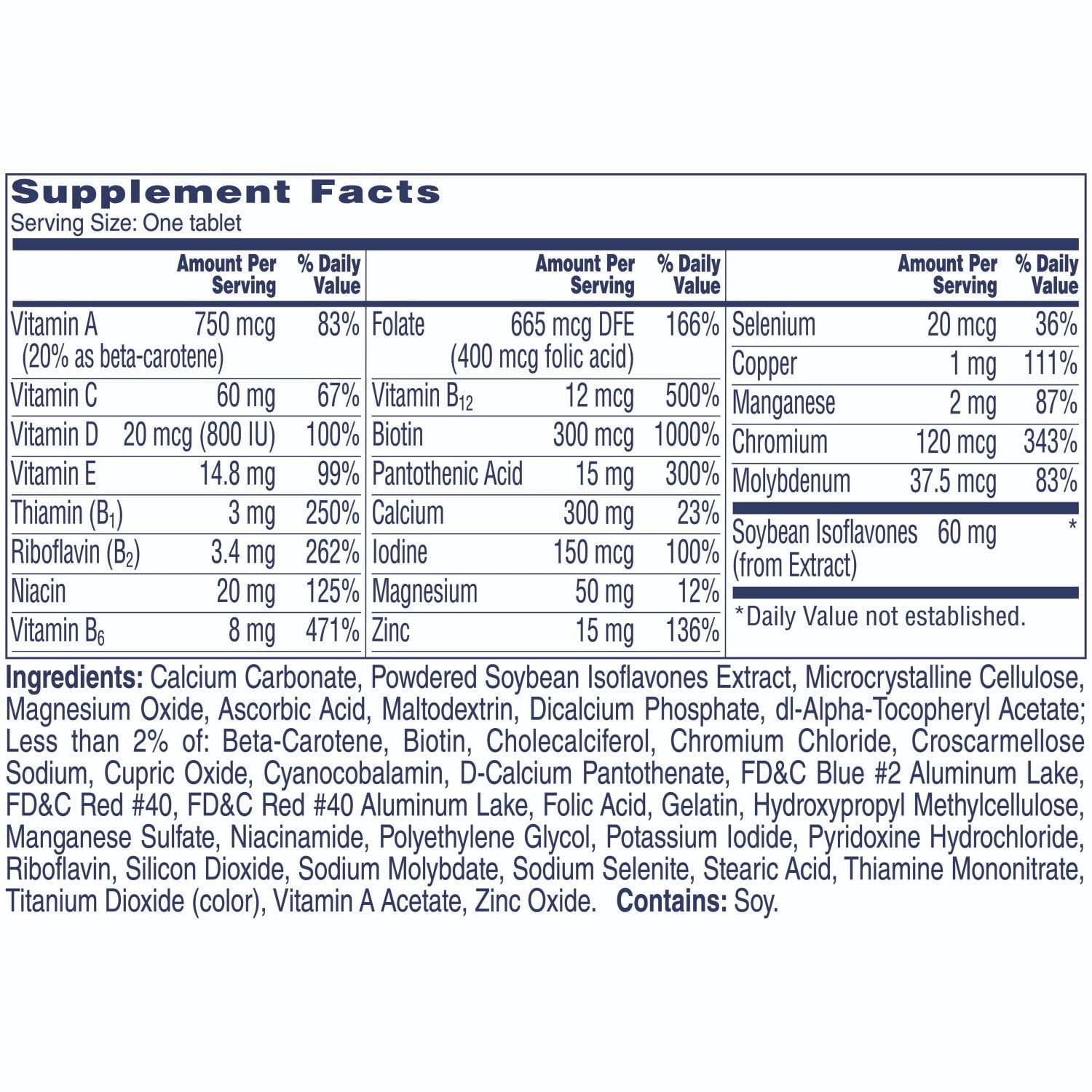 One A Day Women's Menopause Multivitamin Supplement 50 Tablets