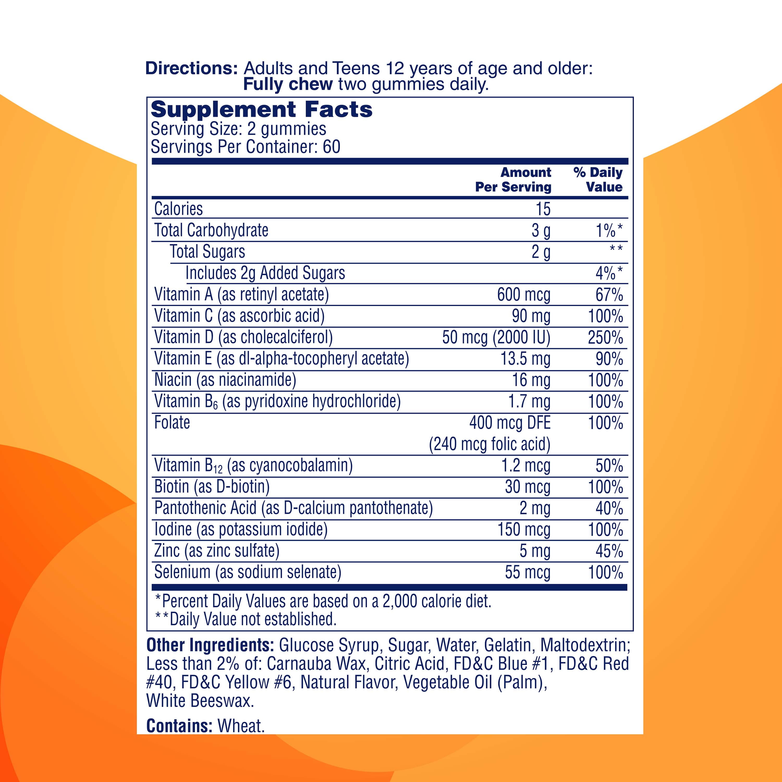 One A Day Teen Immunity Defense Gummy Multivitamin 120 Count