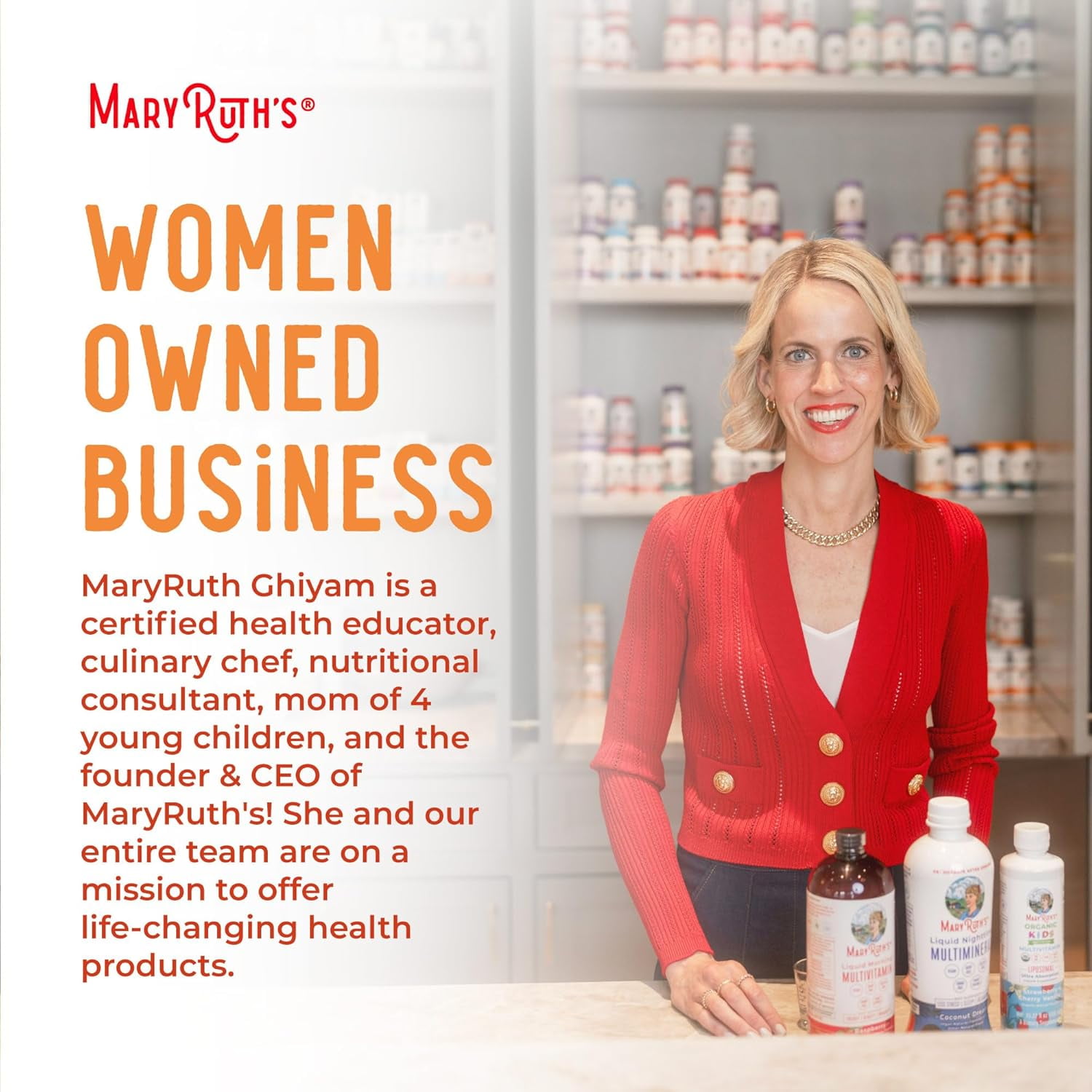 MaryRuth's Liquid Multivitamin with Lustriva® Hair Growth for Women | Biotin 10000mcg, Vitamin D, B Vitamins | Thicker Hair, Wrinkles, Fine Lines, Skin Care | Ages 18+ | 15 fl oz
