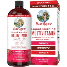 MaryRuth's Multivitamin Multimineral for Women Men No Added Sugar Vegan Liquid Vitamins Adults Kids Immune Support Bone Health Energy Drink Raspberry Flavor 32 Fl Oz