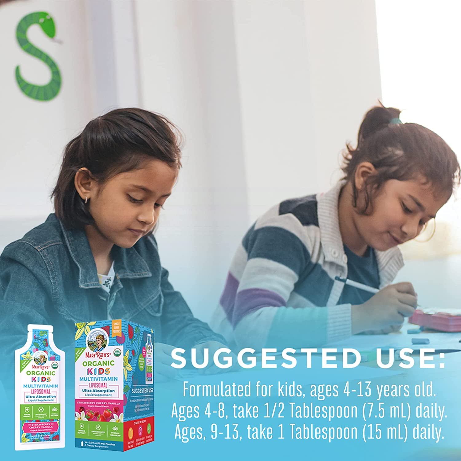 MaryRuth Organics USDA Organic Kids Multivitamin Liquid Vitamins Immune Support Supplement Vegan 14 Pack