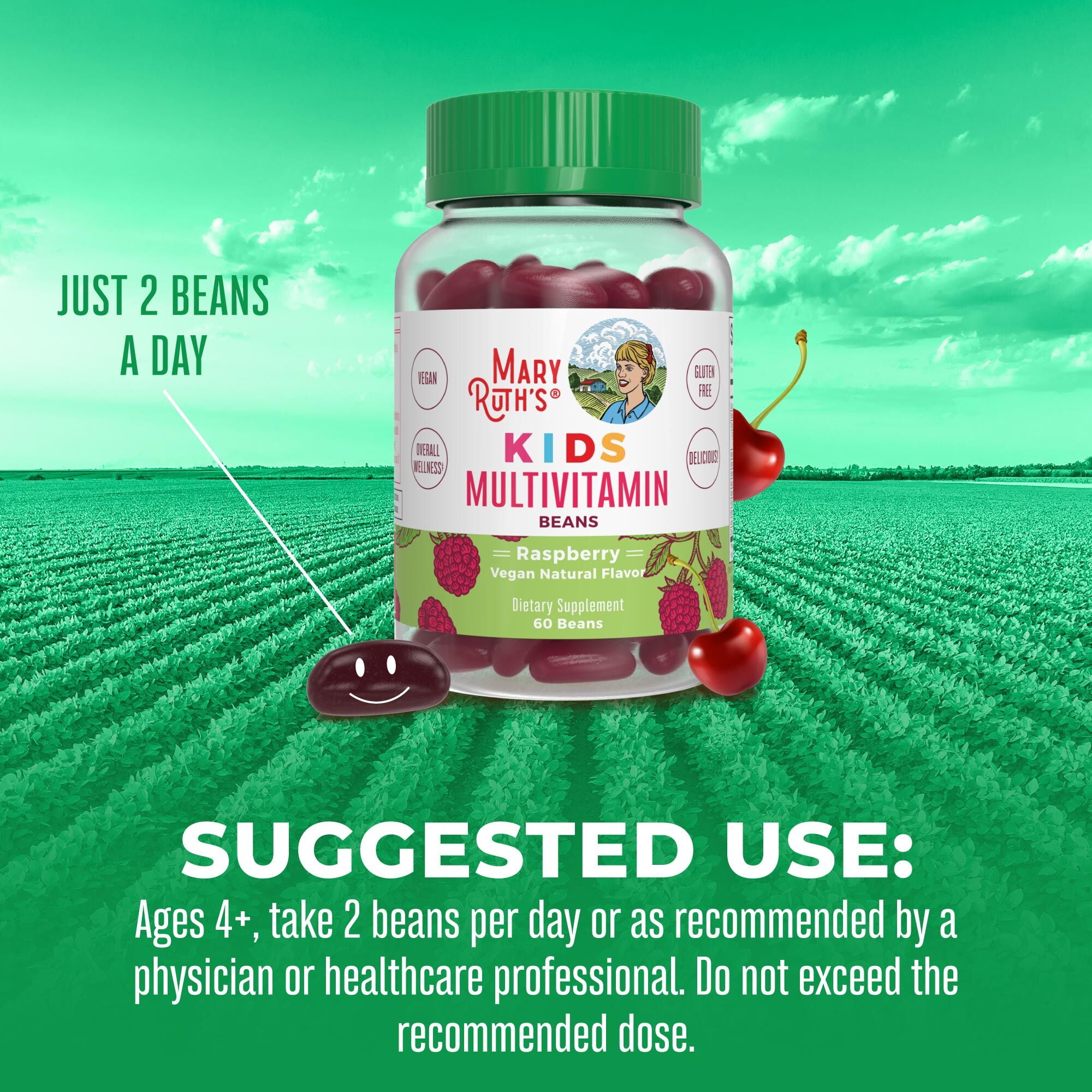 MaryRuth Multivitamin Vita-Beans Kids Chewable Ages 4+ Raspberry 60 Count