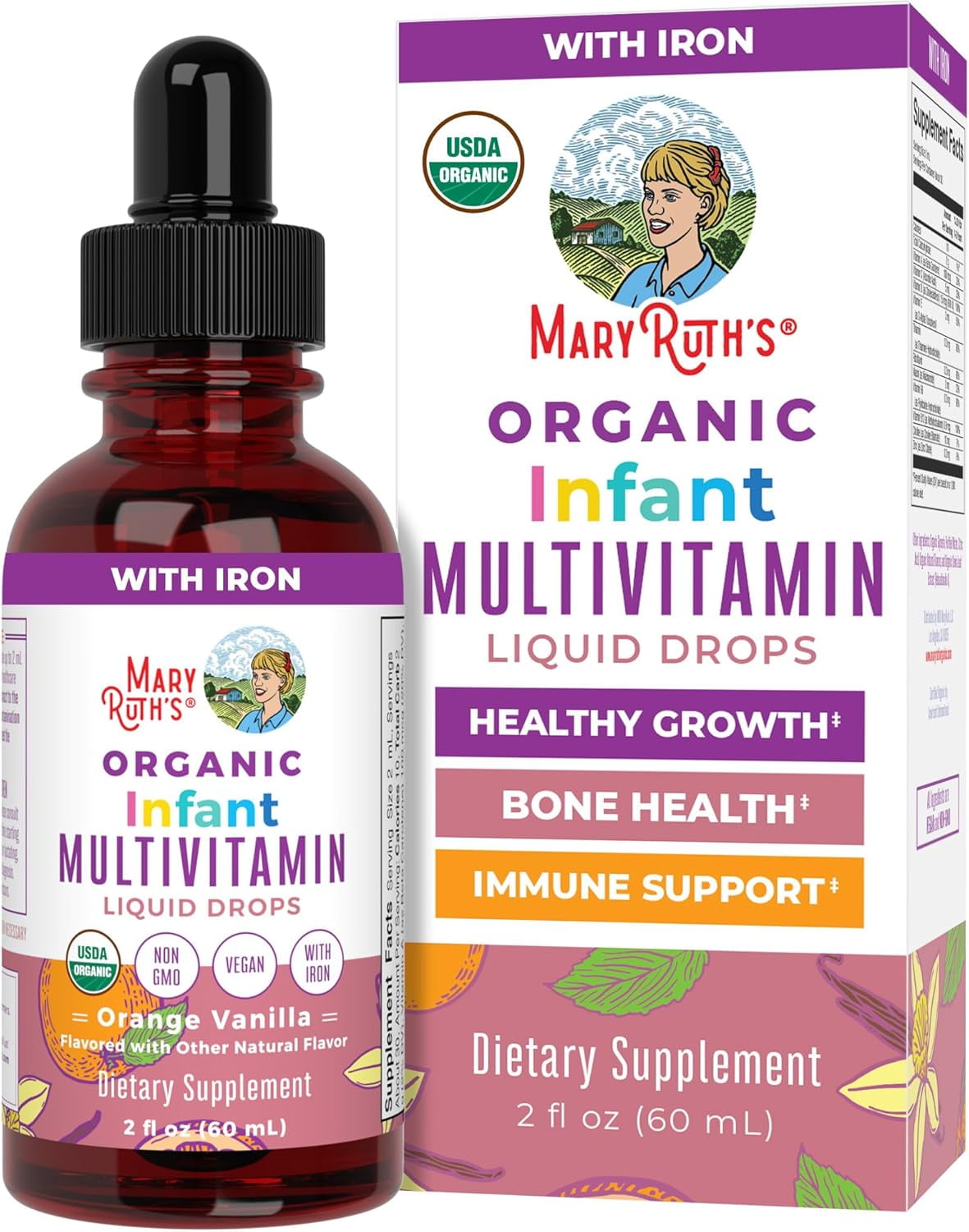 MaryRuth's USDA Organic Multivitamin Liquid Drops with Vitamin A C D Zinc Sugar Free Vegan Non-GMO 2 fl oz