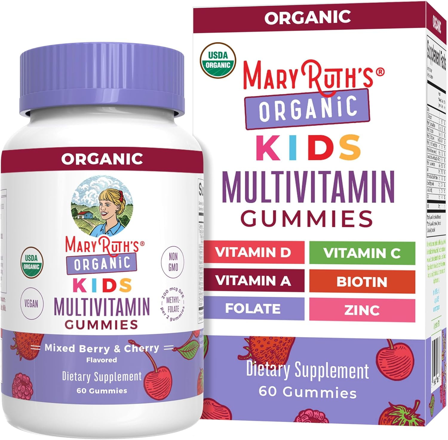 MaryRuth Organics Kids Multivitamin Gummies 60 Count for Ages 2+ - Vegan, 1-Month Supply - Only 2