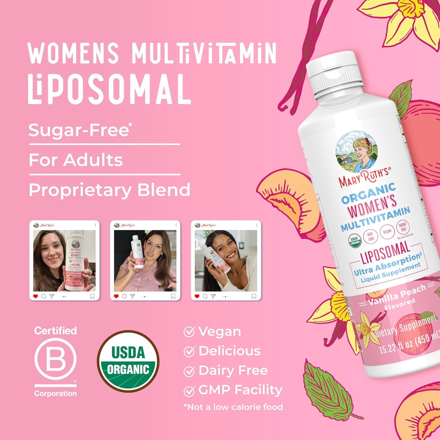 Maryruth Organics Women's Liquid Multivitamin for Health Hormone Balance 15.22 oz 450 ml