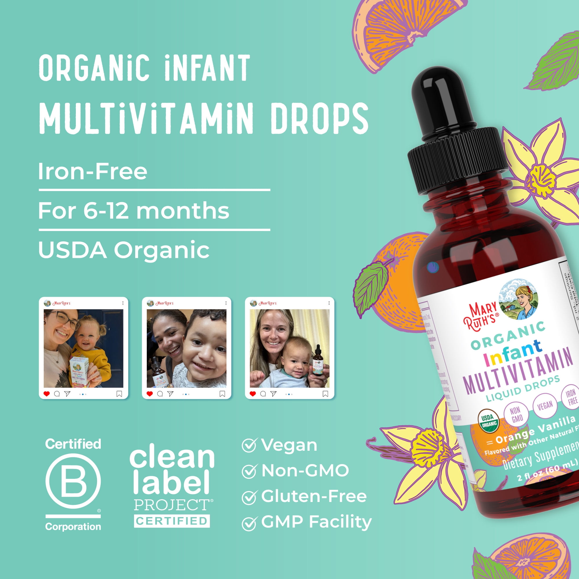 MaryRuths USDA Organic Liquid Multivitamin for Babies and Infants 2 fl oz