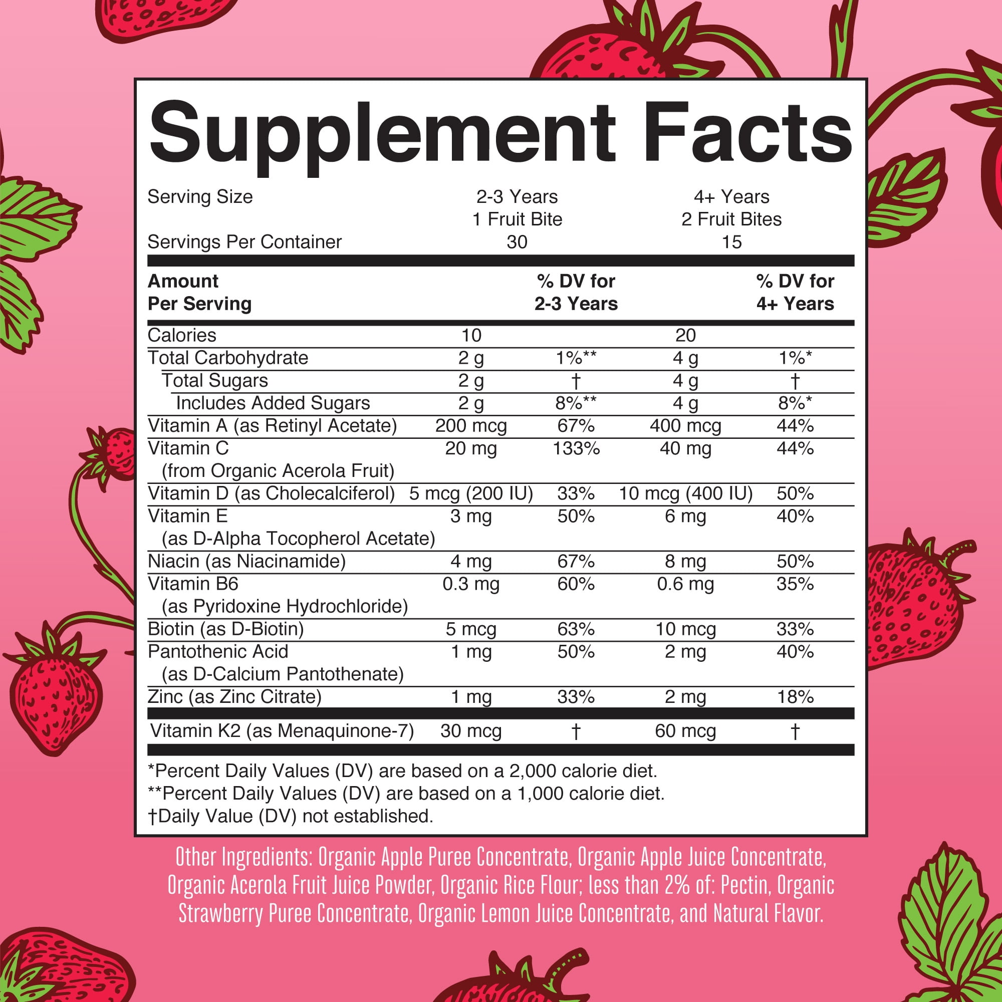 MaryRuth Organic Strawberry Flavored Toddler Multivitamin Fruit Bites by MaryRuth - 30 Count