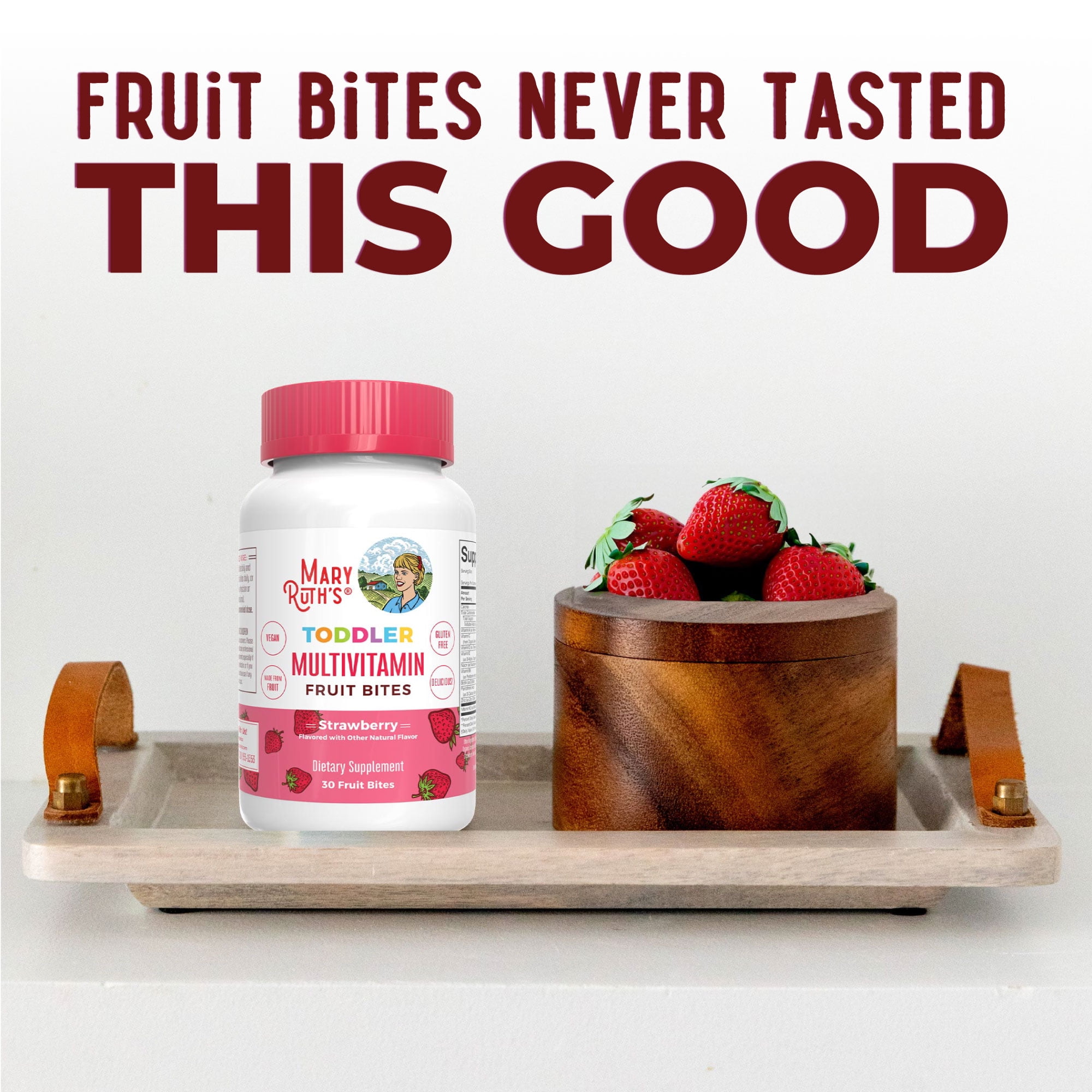 MaryRuth Organic Strawberry Flavored Toddler Multivitamin Fruit Bites by MaryRuth - 30 Count
