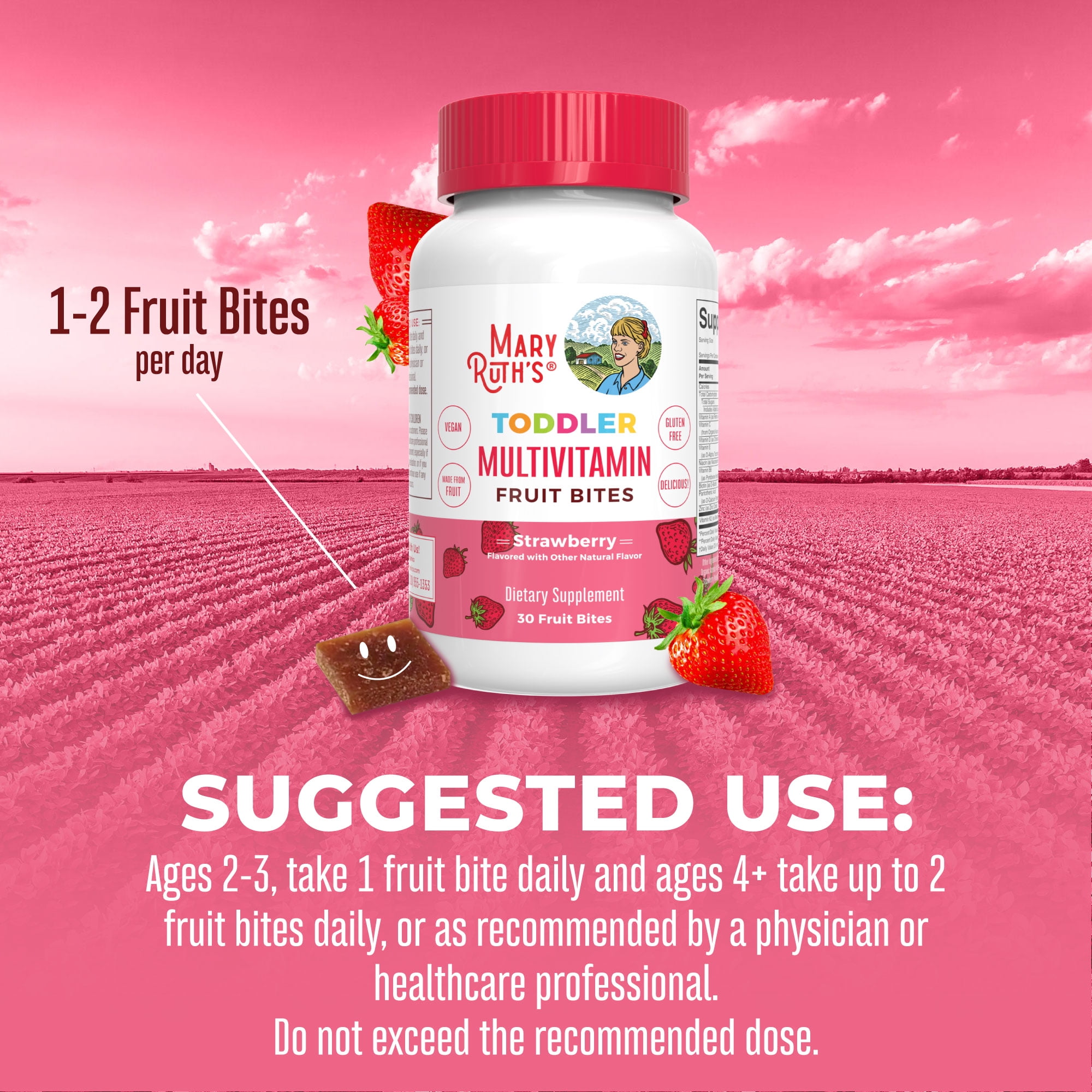 MaryRuth Organic Strawberry Flavored Toddler Multivitamin Fruit Bites by MaryRuth - 30 Count