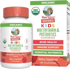 MaryRuth's USDA Organic Kids Multivitamin Gummies with Postbiotics - Vegan Non-GMO - Lactobacillus Rhamnosus - Ages 4+ - 60 Count