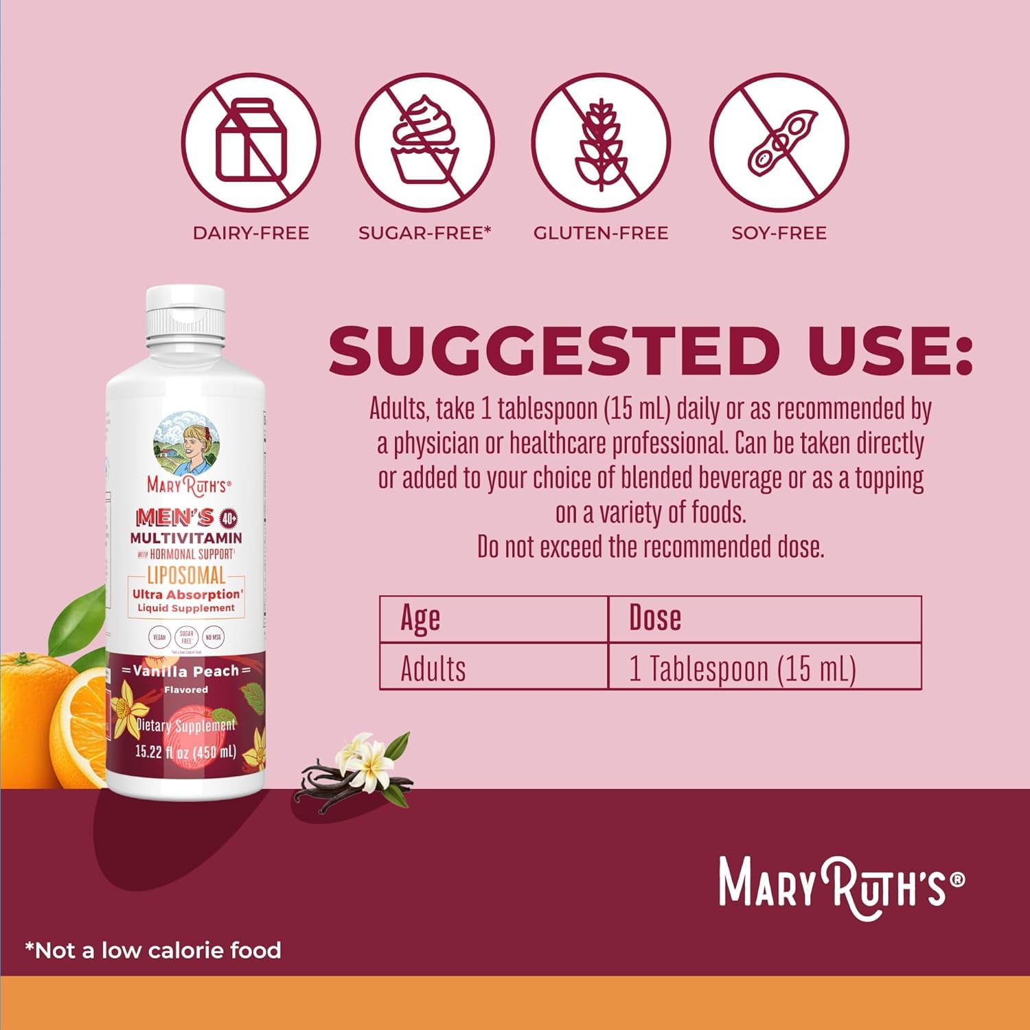 MaryRuth's Liposomal Multivitamin for Men 40 Plus Enhanced Absorption High Potency Daily Vitamins 15.22 fl oz 450 ml Overall Wellness