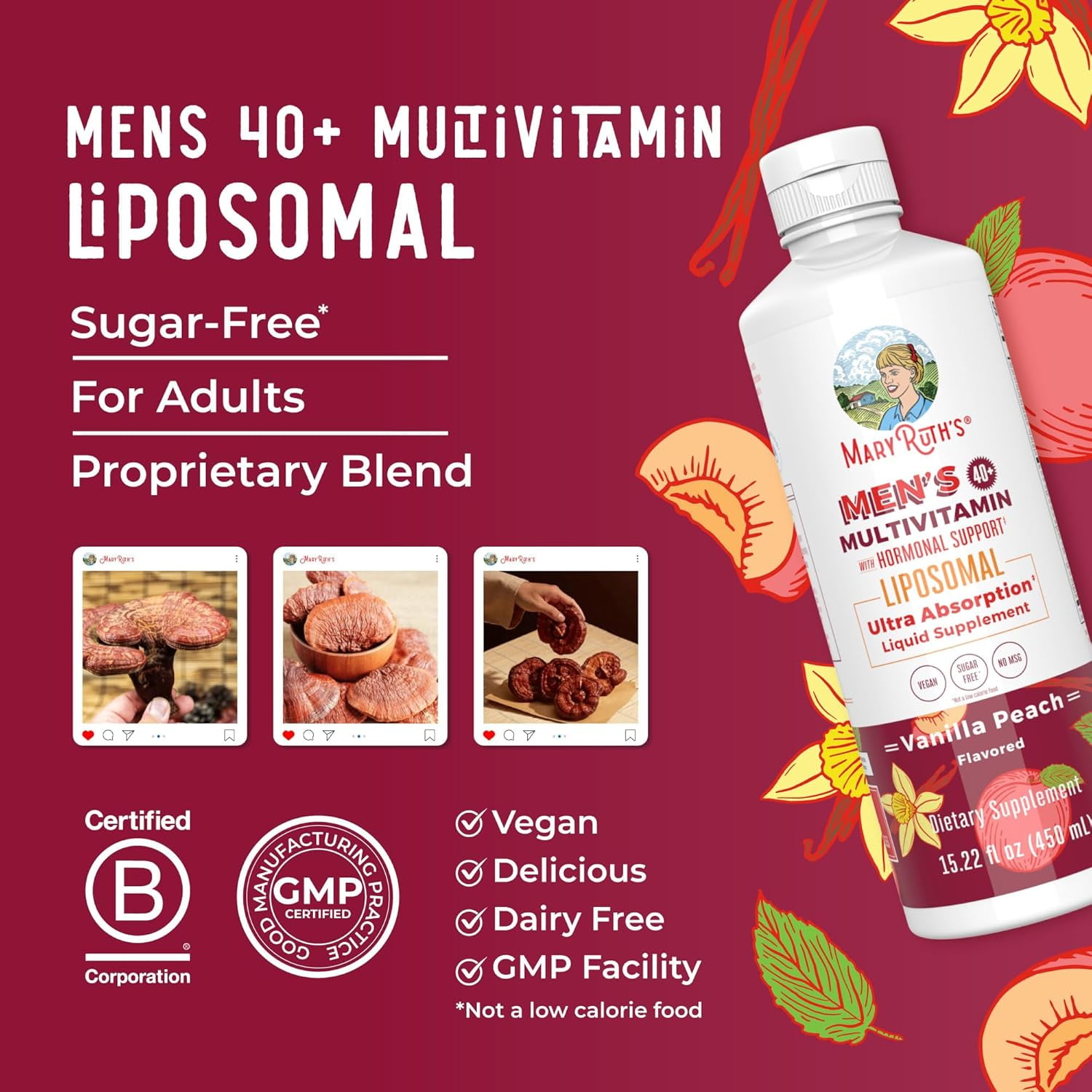 MaryRuth's Liposomal Multivitamin for Men 40 Plus Enhanced Absorption High Potency Daily Vitamins 15.22 fl oz 450 ml Overall Wellness