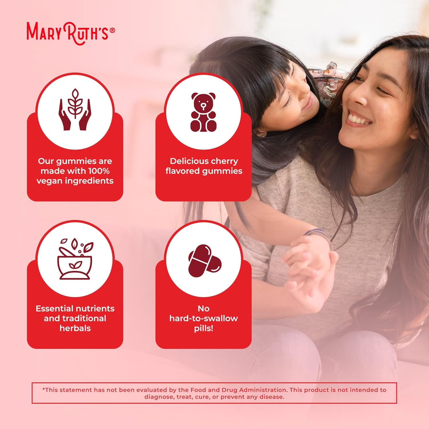MaryRuth Elderberry Immune Support Gummies for Adults & Kids with Echinacea Vitamin C D Vegan Non-GMO Cherry Flavored 90 Gummies