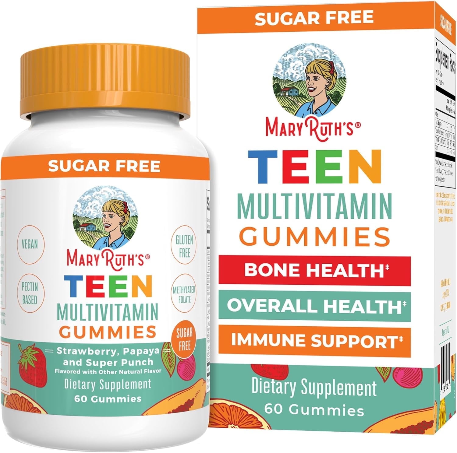 MaryRuth Organics Teen Multivitamin Gummies with C, D, E, B Vitamins, Biotin, Zinc - 60 Count