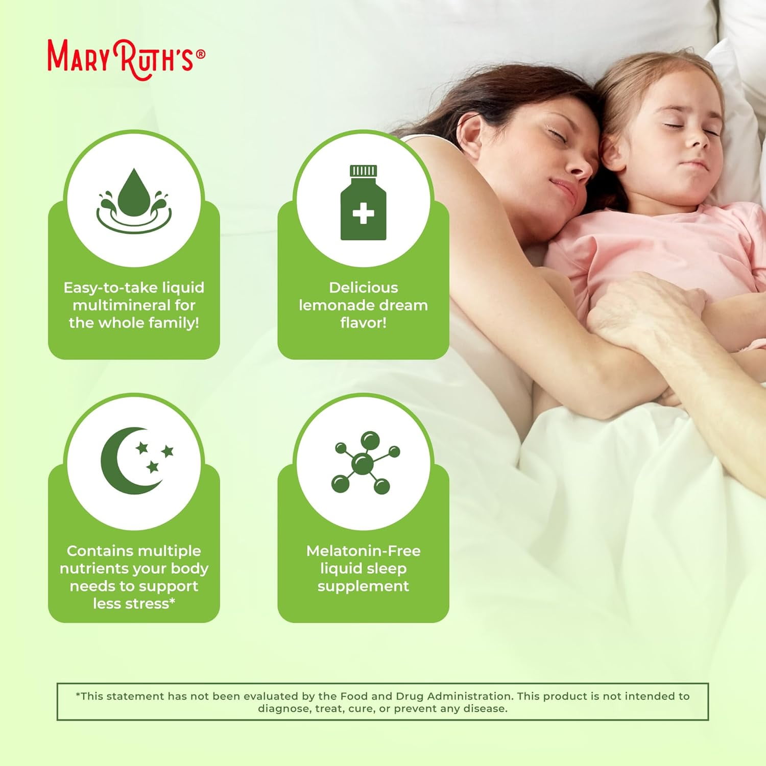 MaryRuth Organics Sleep Support Multimineral Supplement for Adults & Kids Support Relaxation Manage Stress No Melatonin Vegan Non-GMO Clean Label Project Verified 32 Servings