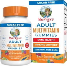 MaryRuth Organics Adult Multivitamin Gummies Strawberry Papaya Super Punch Flavors Vegan Sugar Free 60 Count Overall Wellness