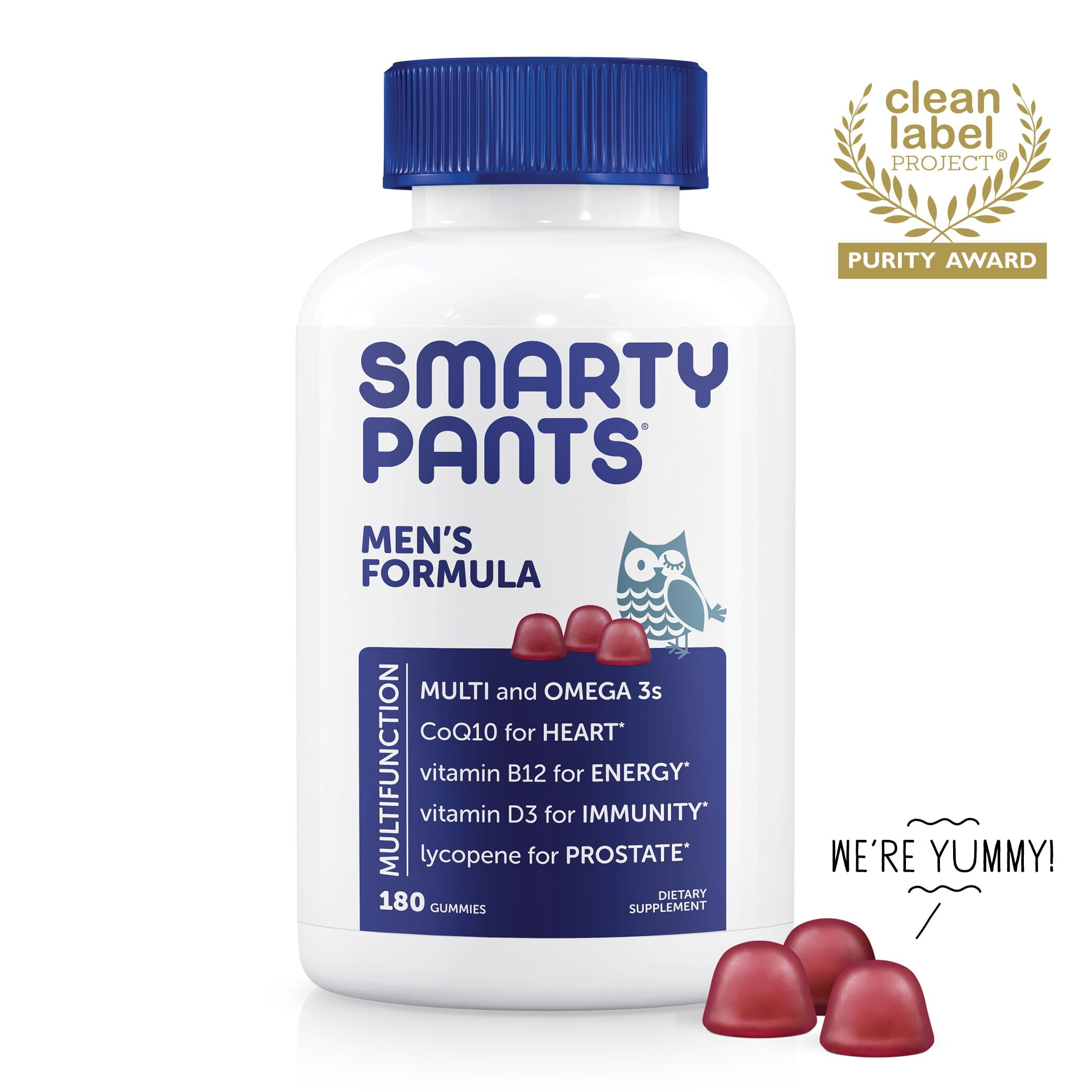 SmartyPants Men Omega 3 Gummy Vitamins D3 C B12 180 Ct