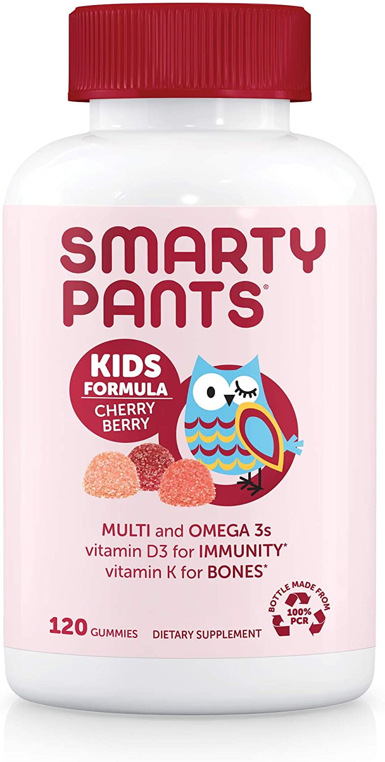 SmartyPants Kids Daily Gummy Multivitamin with C D3 Zinc Immunity Gluten Free Omega 3 Fish Oil B6 B12 Cherry Berry 120ct