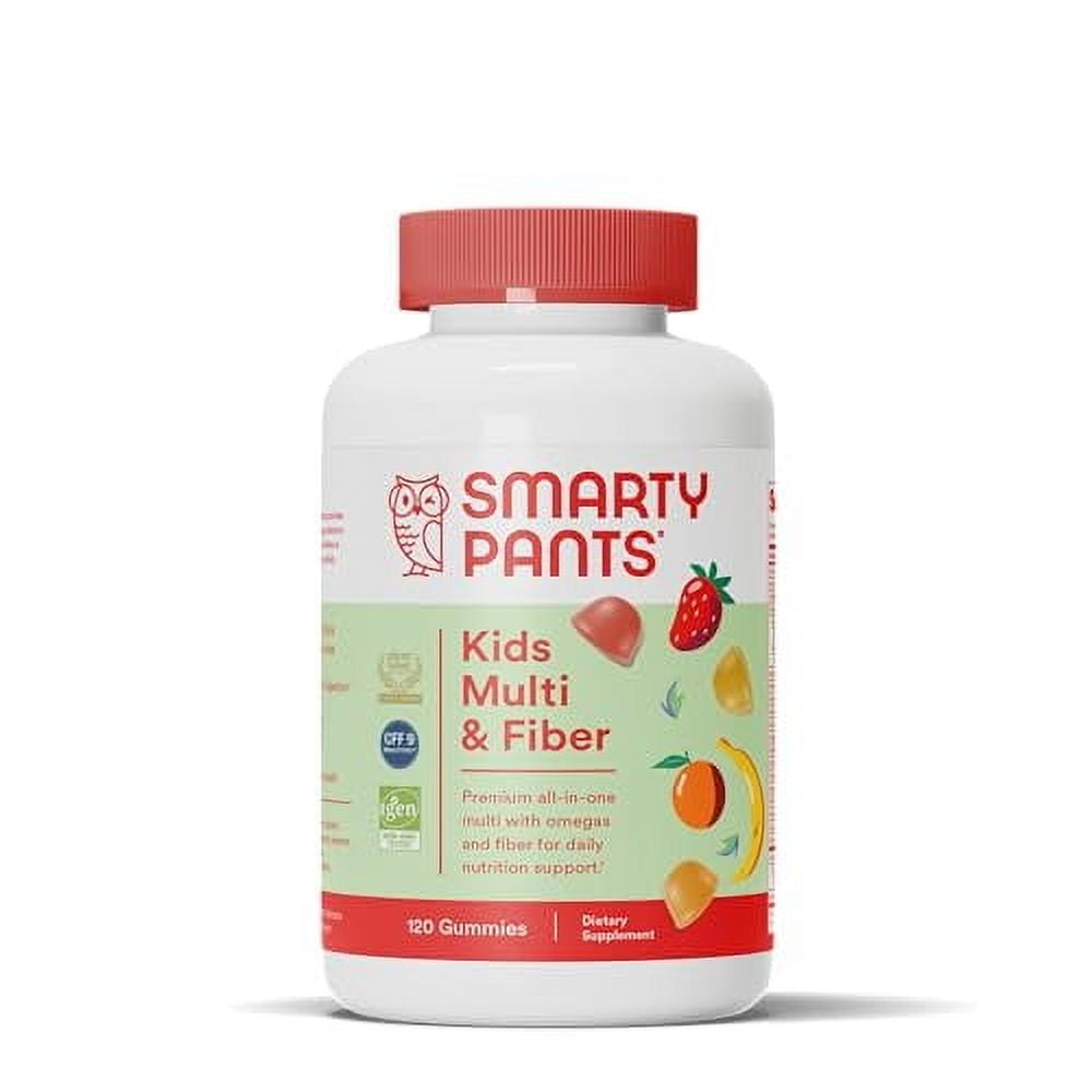 SmartyPants Kids Fiber Vitamins Daily Multivitamin Gummy for Kids with Omega 3 Fish Oil 120 Count