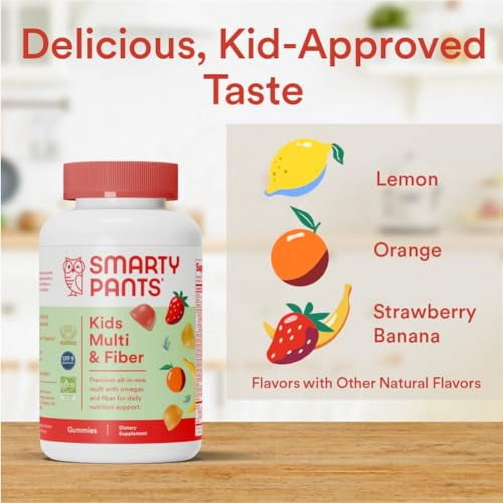 SmartyPants Kids Fiber Vitamins Daily Multivitamin Gummy for Kids with Omega 3 Fish Oil 120 Count