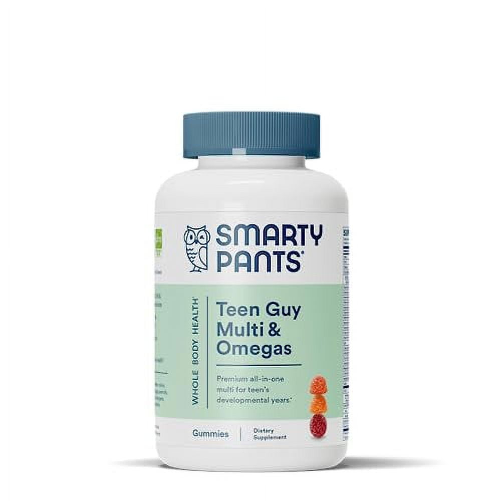 SmartyPants Teen Guy Daily Multivitamin Gummies with Vitamins C B12 K Zinc Biotin for Immune Support Energy Skin Hair Assorted Fruit Flavor 120 Gummies