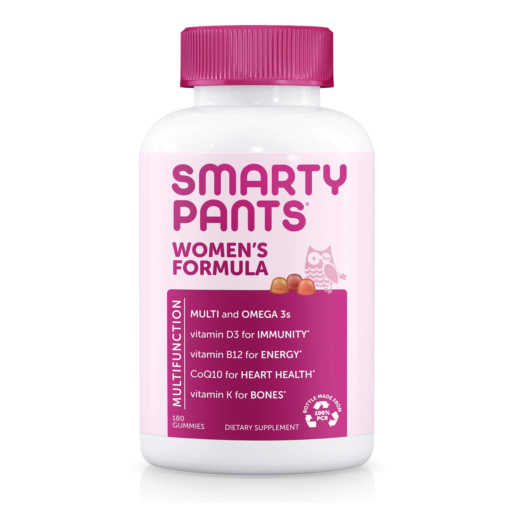 SmartyPants Women's Formula Gummy Vitamins Gluten Free Multivitamin CoQ10 Folate Methylfolate Vitamin K2 Vitamin D3 Biotin B12 Omega 3 DHA EPA Fish Oil 180 count